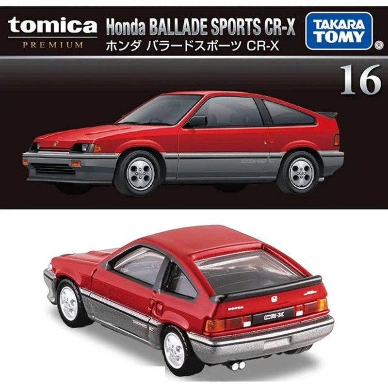 Takara Tomy Tomica Premium 16 Honda Ballade Sports CR-X Die-cast Car (1:62, Red/Gray) - Image 2